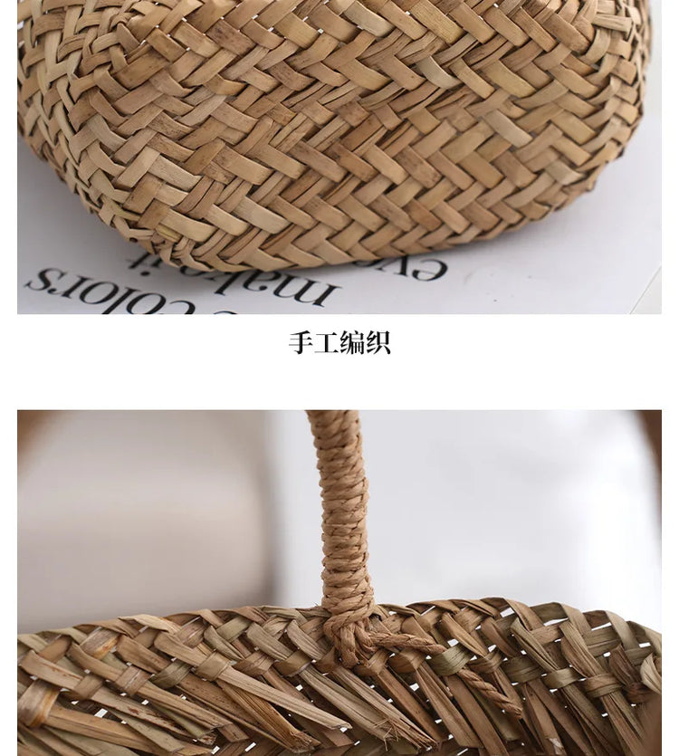 Borsa in Rattan di vimini fatta a mano Mini borse a cesto bohémien per borse da donna borsa da spiaggia in paglia da viaggio borse tessute di design borsa a secchiello