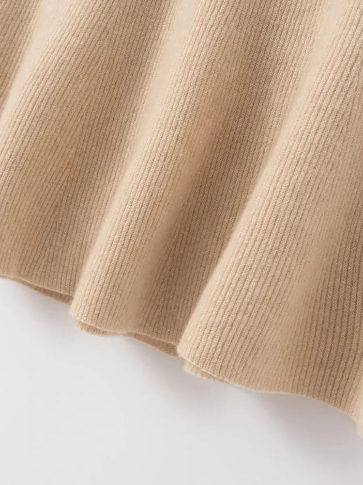Autumn Winter Women New 100% Cashmere Fishtail Skirt  Mid Length Slimming High Waisted Knitted Umbrella Skirt Elegant Dress PlatiNum