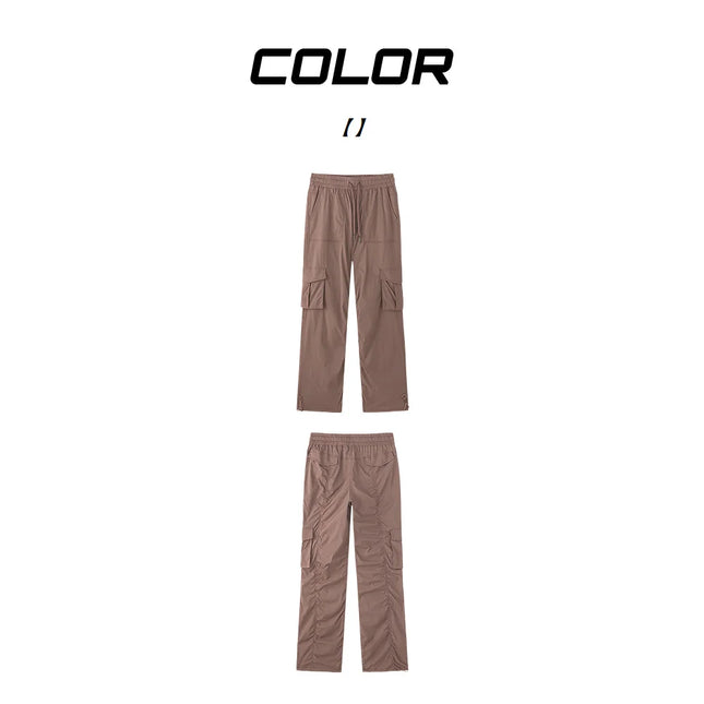 Metersbonwe Casual Thin Parachute Pants Women Streetwear Wide Leg Chic Straight Cargo Pant Female Elastic Waist Joggers Trousers