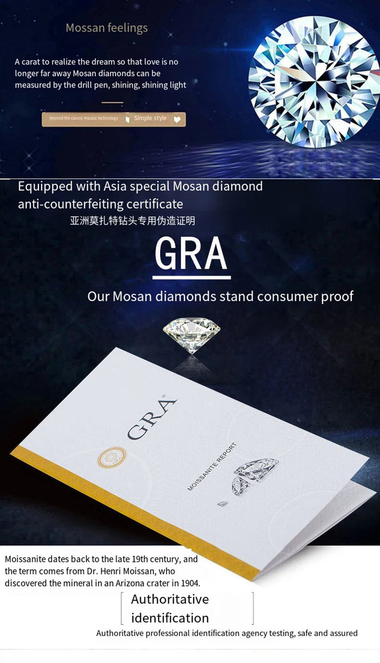Orecchini a lobo QMSHR con moissanite da 0,5-2 carati, placcati oro giallo 18K, in argento 925, per matrimonio, gioielli da donna e uomo con certificato GRA platinumshop