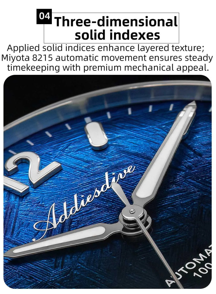 ADDIESDIVE Men Luxury Diver Automatic Mechanical Watch Sapphire Crystal 100M Waterproof Stainless Steel Business Sports AD2547