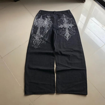Jeans Baggy Oversize Y2K con Stampa Americana, Stile Harajuku Hip Hop, Pantaloni Larghi Casual da Donna