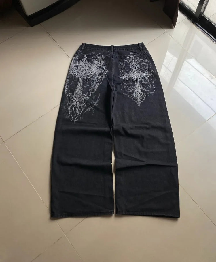 Jeans Baggy Oversize Y2K con Stampa Americana, Stile Harajuku Hip Hop, Pantaloni Larghi Casual da Donna