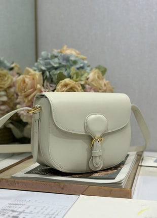 Borsa a Tracolla in Pelle Liscia Bianco Sporco, Lussuosa Borsa Multifunzione da Spalla
