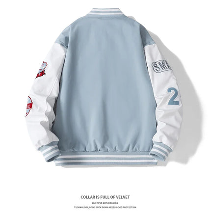 Varsity Baseball Bomber Jacket Men Hip Hop Harajuku Bone Letter Patchwork Leather Jackets Streetwear Women Unisex College Coats