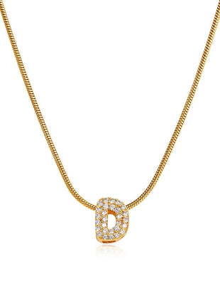 Fashion Tiny CZ Zircon Initial Alphabet Pendant Neckalce Gold Plated Stainless Steel A-Z Letter Necklaces Birthday Gifts Jewelry PlatiNum