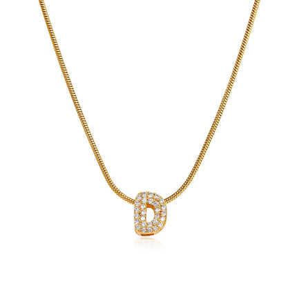 Fashion Tiny CZ Zircon Initial Alphabet Pendant Neckalce Gold Plated Stainless Steel A-Z Letter Necklaces Birthday Gifts Jewelry PlatiNum