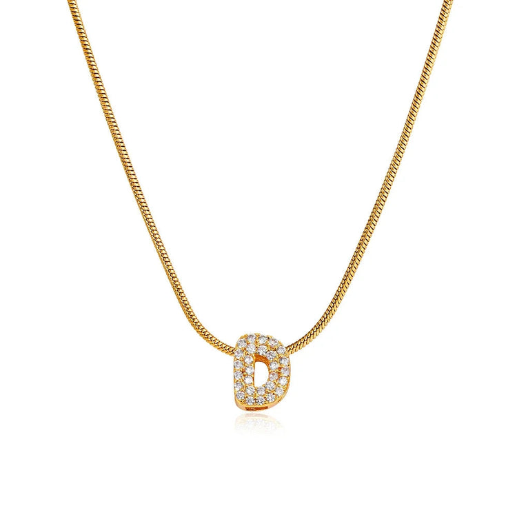 Fashion Tiny CZ Zircon Initial Alphabet Pendant Neckalce Gold Plated Stainless Steel A-Z Letter Necklaces Birthday Gifts Jewelry PlatiNum