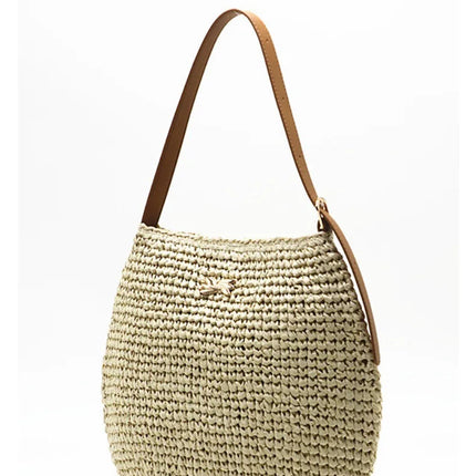 Borsa a Spalla da Donna Estiva in Paglia Intrecciata, Borsa Grande Capacità Artigianale in Rattan, Borsa Tote di Lusso Designer da Spiaggia