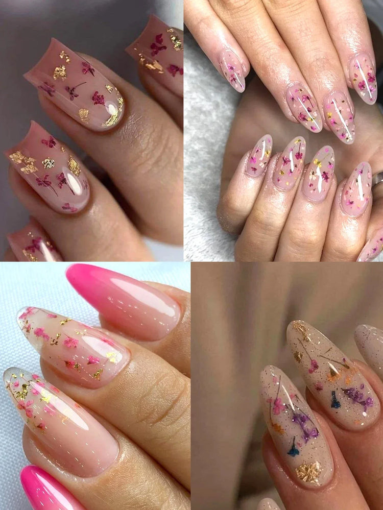 3D Mix Colors Flower Nail Art Sticker Resin - Summer Natural Minced Flowers Decal for Nails Art Accessories&Applique DIY Craft