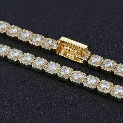 7MM 5A zircone Cluster Tennis Chain Iced Out Square Sparkling CZ Link collana regalo di anniversario per lui o per lei gioielli Hip Hop