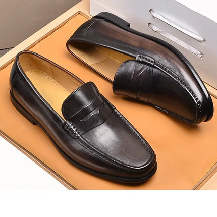 Mocassini da uomo di lusso in vera pelle slip on scarpe eleganti da lavoro casual nere scarpe da ufficio per feste di matrimonio da uomo
