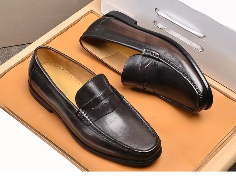Mocassini da uomo di lusso in vera pelle slip on scarpe eleganti da lavoro casual nere scarpe da ufficio per feste di matrimonio da uomo