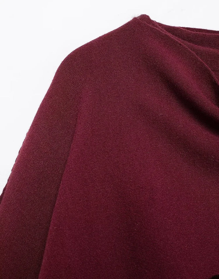 MUJER Cape Coat Women Scarf Collar Ponchos Women 2025 Shawl Long Sleeve Winter Woman Ponchos Cloak Knitted Cardigan for Women