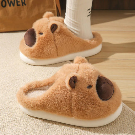 Cute Capybara Cotton Slippers Women Autumn Winter Indoor Soft Sole Warm Fur Slides Woman Comfort Non Slip Home Slippers Female