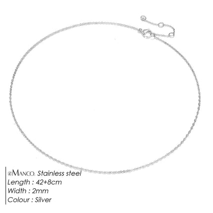 eManco Fine Chain Necklace Stainless Steel Gold Color Pendants Short Long Statement Women  Colar Gift Stainless Steel Jewelry PlatiNum
