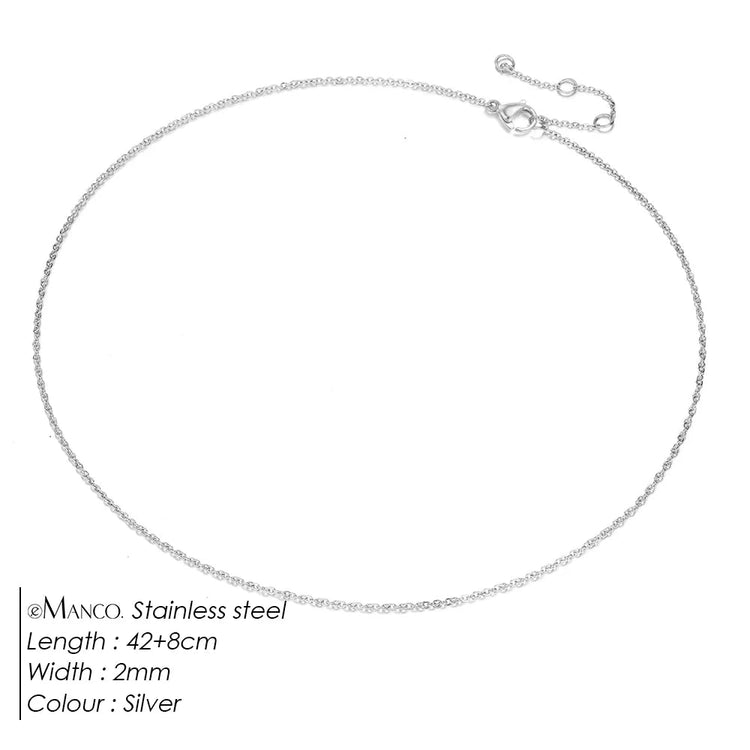 eManco Fine Chain Necklace Stainless Steel Gold Color Pendants Short Long Statement Women  Colar Gift Stainless Steel Jewelry PlatiNum