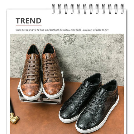 High-Quality Men Skateboard Shoes 2025 Fashion Large Size 46 Men's Leather Casual Shoes High Top Print Designer Luxury Shoes Man