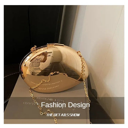 Designer Acrylic Shell Shape Clutch Bag Gold Silver Women Evening Party Bag Cute Shiny Metal Shoulder Crossbody Bags Small Purse PlatiNum