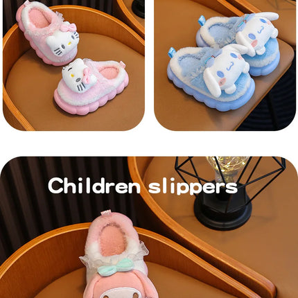 Winter Family Plush Slippers, Parent-Child Match Cartoon Indoor Home Shoes, Cozy Cotton-Lined Non-Slip Slides for All Ages