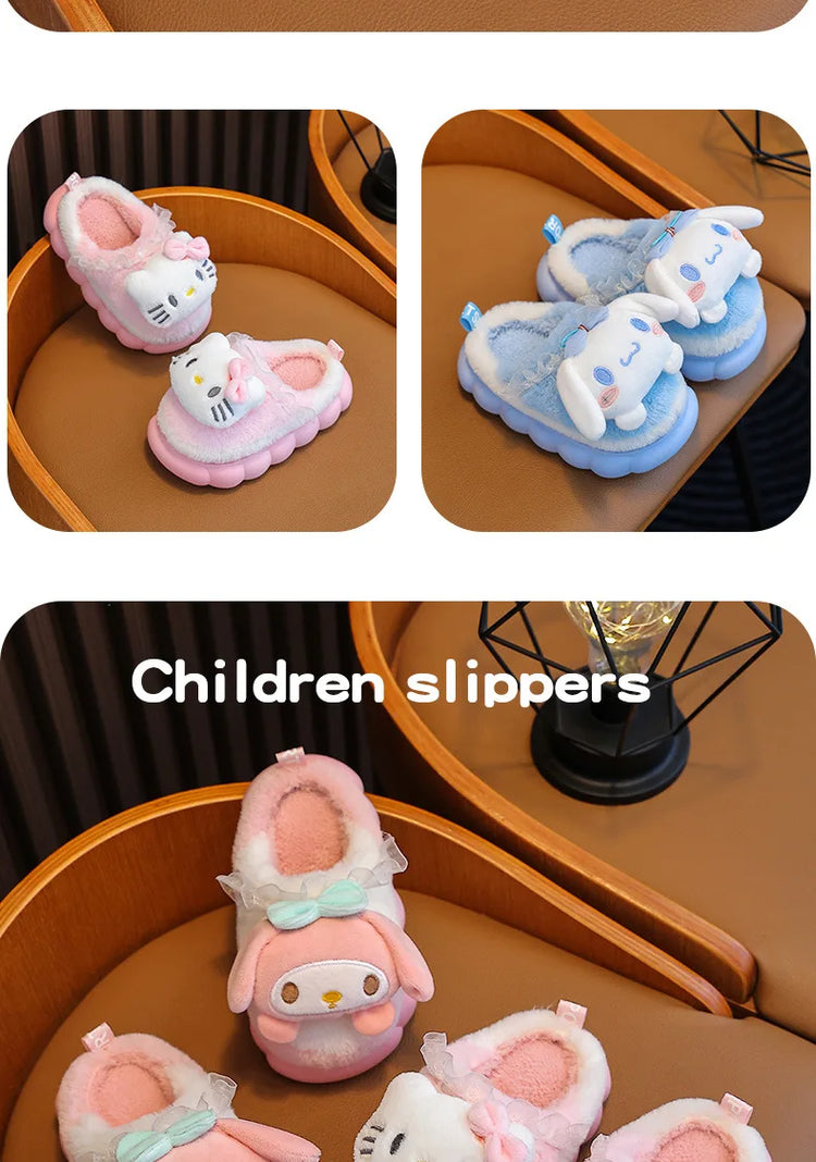 Winter Family Plush Slippers, Parent-Child Match Cartoon Indoor Home Shoes, Cozy Cotton-Lined Non-Slip Slides for All Ages