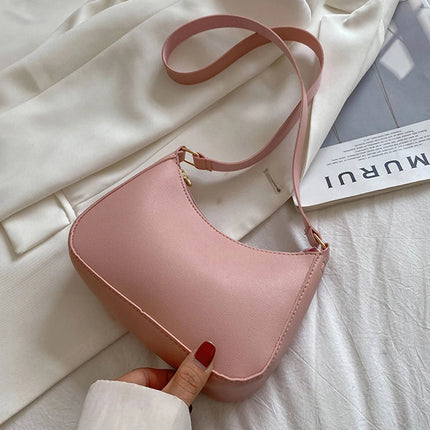 New Women's Fashion Handbags Retro Solid Color PU Leather Shoulder Underarm Bag Casual Women Hobos Handbags sac à main femme PlatiNum