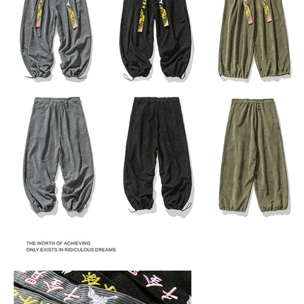 Cineserie Cintura Pantaloni da uomo Moda Pantaloni sportivi larghi Harajuku Pantaloni da jogging Hip Hop Velluto a coste Coppia casual Pantaloni Harem M-5XL