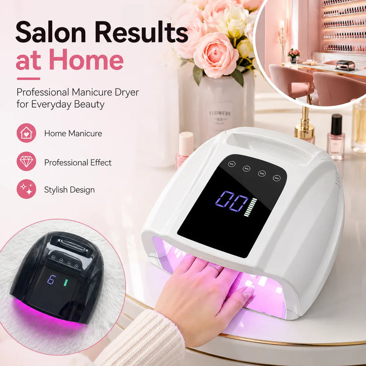 96W Wireless UV LED Nail Dryer, Rechargeable Nail Lamp with Metal Base, Portable Cordless Manicure Curing Light for Gel Polish