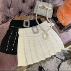 New pleated skirt for women pearls diamonds fashion shorts PlatiNum