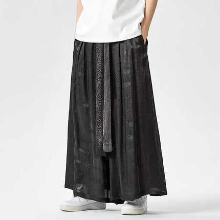 Pantaloni a gamba dritta Pantaloni a gamba larga floreali con superficie in raso retrò stile cinese Pantaloni casual larghi da uomo Comodi e traspiranti