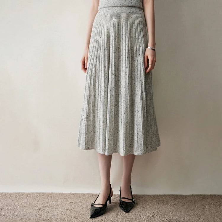 2025 New Grace Women's Cashmere Long Pleated Skirt Autumn Winter Office Lady Cashmere Skirt 100% Cashmere Pupular Dress Skirt PlatiNum