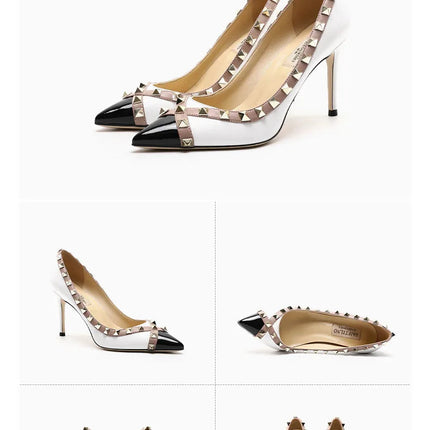Tacchi Alti con Rivetti alla Moda 2026, Tacchi Alti Bicolore, Tacchi a Spillo da Donna, Scarpe Singole, Scarpe da Donna Sexy a Punta platinumshop