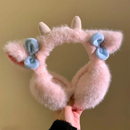 Soft Plush Ear Keep Warmer Winter Earmuffs for Women Cute Lamb Bowknot Fashion Outdoor Earflap Protection Ear-Muffs Ear Cover