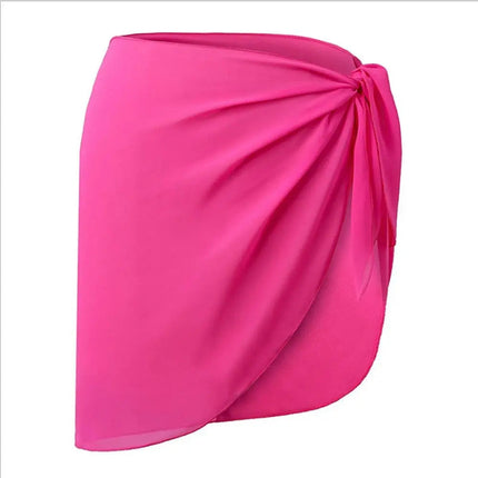 Gonna corta Sarongs corti Copricostume in chiffon Copricostume Sciarpa Copricapo corto da spiaggia Avvolgente trasparente da donna platinumshop