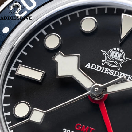 ADDIESDIVE New GMT Watch For Men Gift Bubber Glass AR Coating 200m Waterproof Diving BGW9 Luminous Date Sport Business Wristwatc