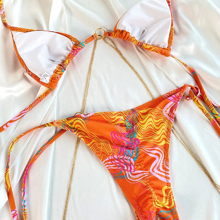 Miyouj Nuovi Bikini Stampati Costumi da bagno Donna Costume da bagno sexy Fasciatura Bikini Set 2024 Beachwear String Costumi da bagno Micro Biquinis platinumshop