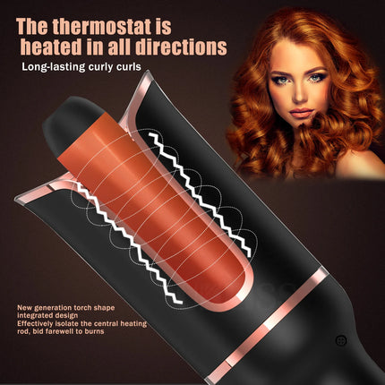 Automatic Hair Curler-123, Auto Hair Curling Iron Ceramic Rotating Air Curler, Air Spin Wand Styler Curl Machine Magic Hair Curler Portable
