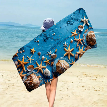 1 Serviette de plage en microfibre ultra-fine Ocean Element, serviette de plage absorbante à séchage rapide, serviette de plage de sport pour la natation