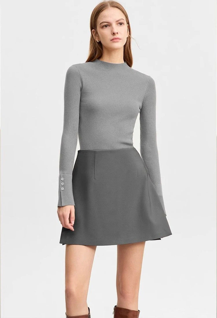 Gonne casual semplici da donna, stile coreano, a vita alta, per l'ufficio, da pendolare, a trapezio, tinta unita, abbinabili a tutto, gonne femminili