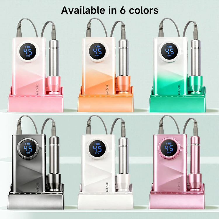 Professional Nail Drill Kit With Charging Dock, 45000RPM Cordless Electric Nail File With LCD Display, Rechargeable 4500mAh Battery Nail Efile For Acrylic & Gel Nails, Manicure Pedicure, Salon & Home Use