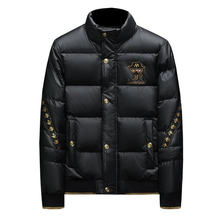 Winter White Duck Down Jacket Men's Light Luxury Trendy Leather Windproof Warm Down Jacket Men Brand Clothes Casual Puffer Coat