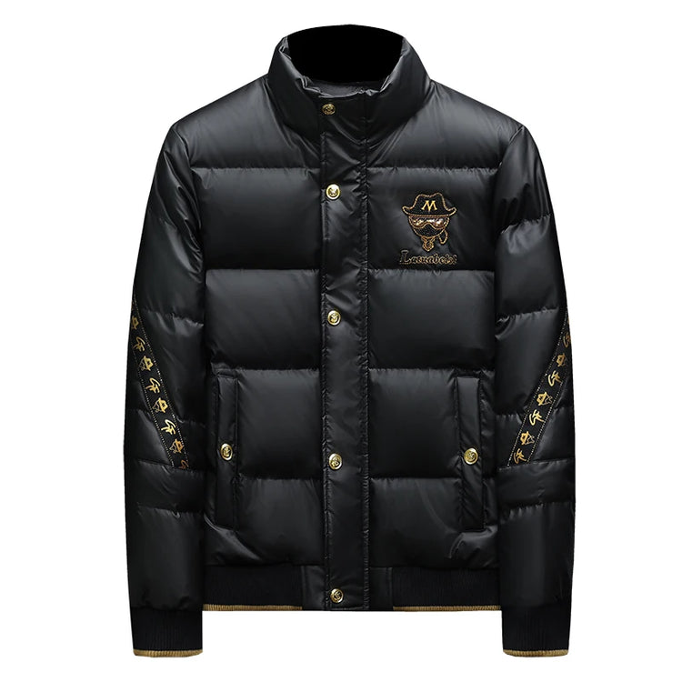 Winter White Duck Down Jacket Men's Light Luxury Trendy Leather Windproof Warm Down Jacket Men Brand Clothes Casual Puffer Coat