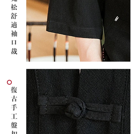 Kimono Camicia da uomo Samurai giapponese Cardigan tinta unita retrò Stile cinese Cotone Lino Yukata Haori Cappotto da uomo allentato Streetwear
