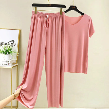 Completo due pezzi da donna: top e pantaloni. Set estivo due pezzi, abiti da donna per vacanze, nuova collezione 2026, pantaloni a gamba larga, eleganti e casual. platinumshop