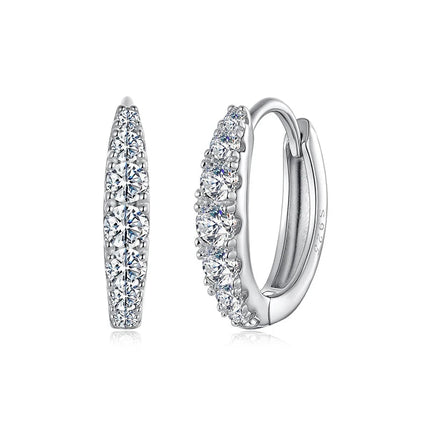BAMOER Moissanite Huggie Hoop Earrings for Women, 925 Sterling Silver Hypoallergenic Earrings with White Gold Plated MSE092 PlatiNum