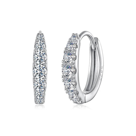 BAMOER Moissanite Huggie Hoop Earrings for Women, 925 Sterling Silver Hypoallergenic Earrings with White Gold Plated MSE092 PlatiNum