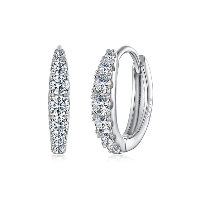 BAMOER Moissanite Huggie Hoop Earrings for Women, 925 Sterling Silver Hypoallergenic Earrings with White Gold Plated MSE092 PlatiNum
