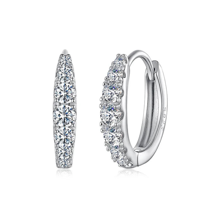 BAMOER Moissanite Huggie Hoop Earrings for Women, 925 Sterling Silver Hypoallergenic Earrings with White Gold Plated MSE092 PlatiNum