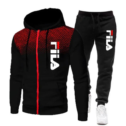 2025 Autumn/Winter Fashion Men's Casual Running Sports Set: Comfortable and Loose Two Piece Zipper Sweater and Pants PlatiNum