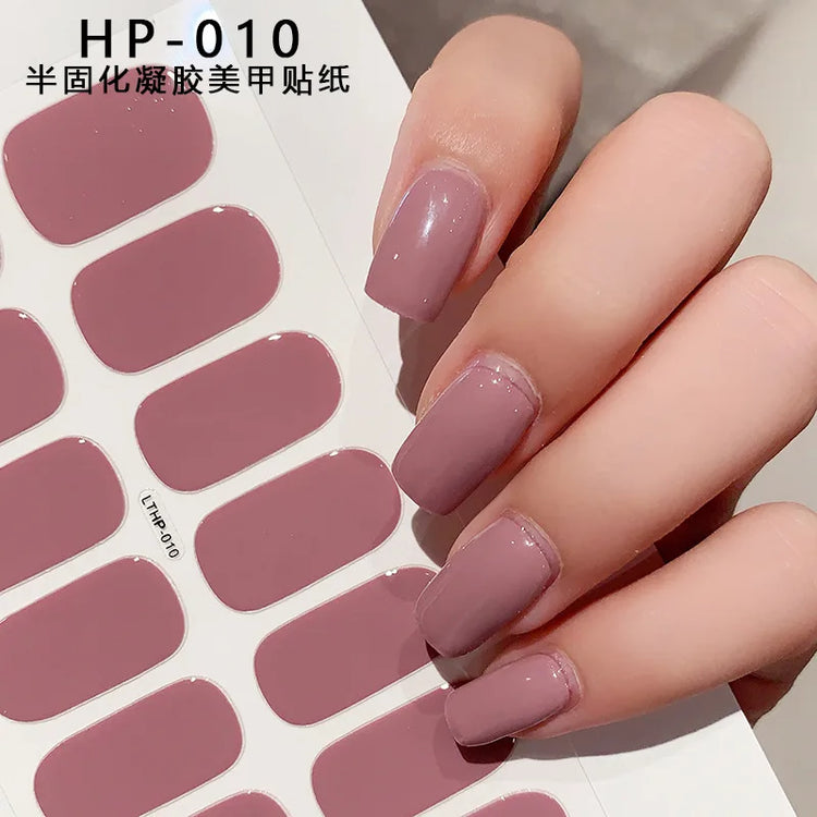 Semi Cured Wraps Fast Gel Nail Sticker Soild Nail Gel Wraps Adhesive Full Cover Gel Nail Decal UV Lamp Cured Manicure Decoration2028